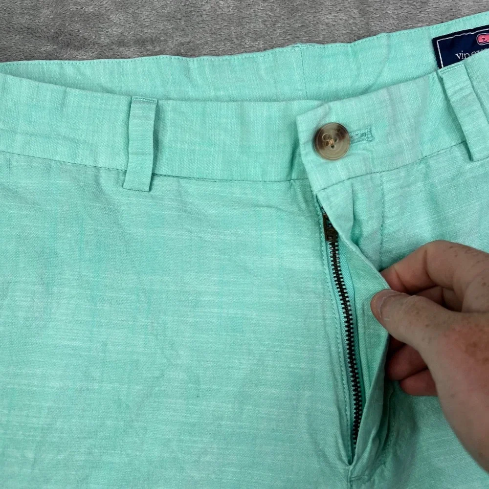 Vineyard Vines Breaker Shorts Mens‎ 32 Mint Green Solid Slub Cotton Stretch 8
